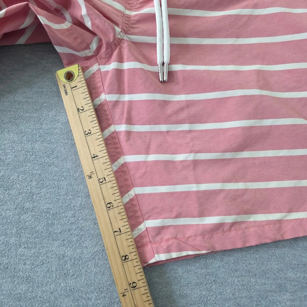 Bonobos Mens Striped Swim Trunks Pink White Drawstring Mesh Lining Small 16426